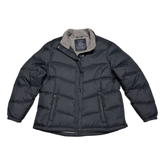 LL BEAN Goose Down Fill Black Waterproof Winter Puffer Parka Jacket Coat Mens XL - Picture 1 of 5